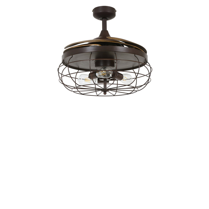 Amabilia 122cm Ceiling Fan with Light Kit, Oil Rubbed Bronze with Brown Blades