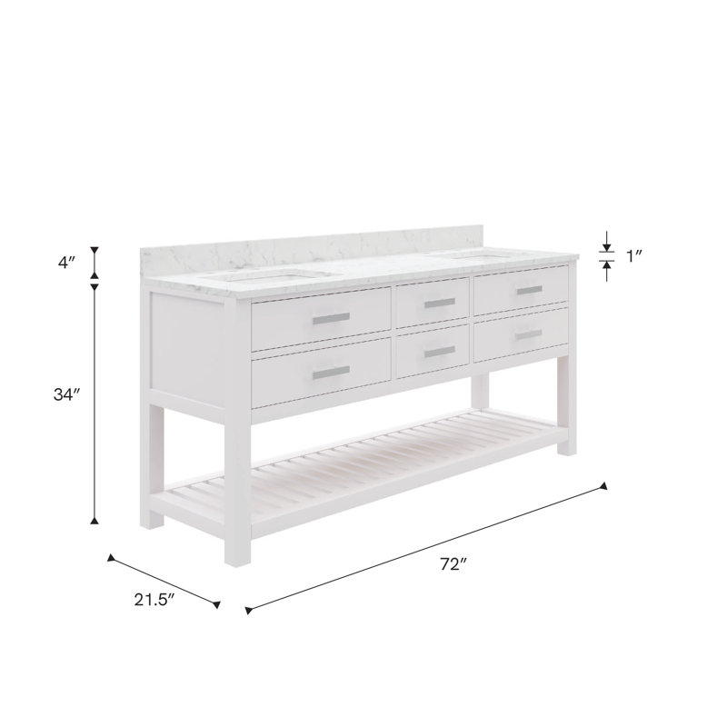 Madalyn 72'' W Double Vanity, Pure White
