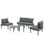 Ensemble de conversation modulaire d'extérieur 6 pièces avec osier en polyéthylène et cadre en aluminium Myley-115762714-115762715