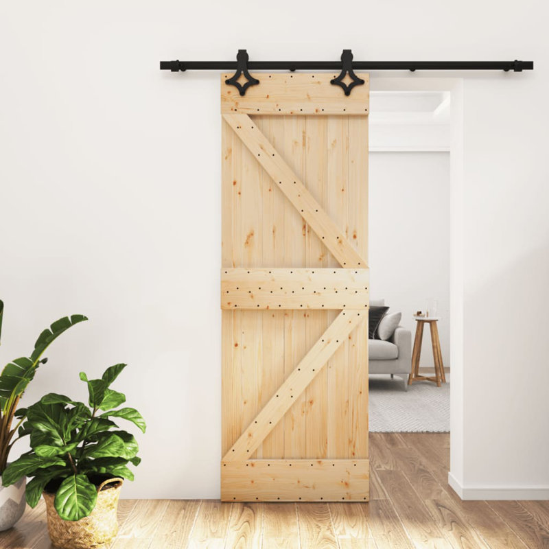 Porte coulissante avec quincaillerie Vidaxl, 27,6 po x 82,7 po, Noir/naturel