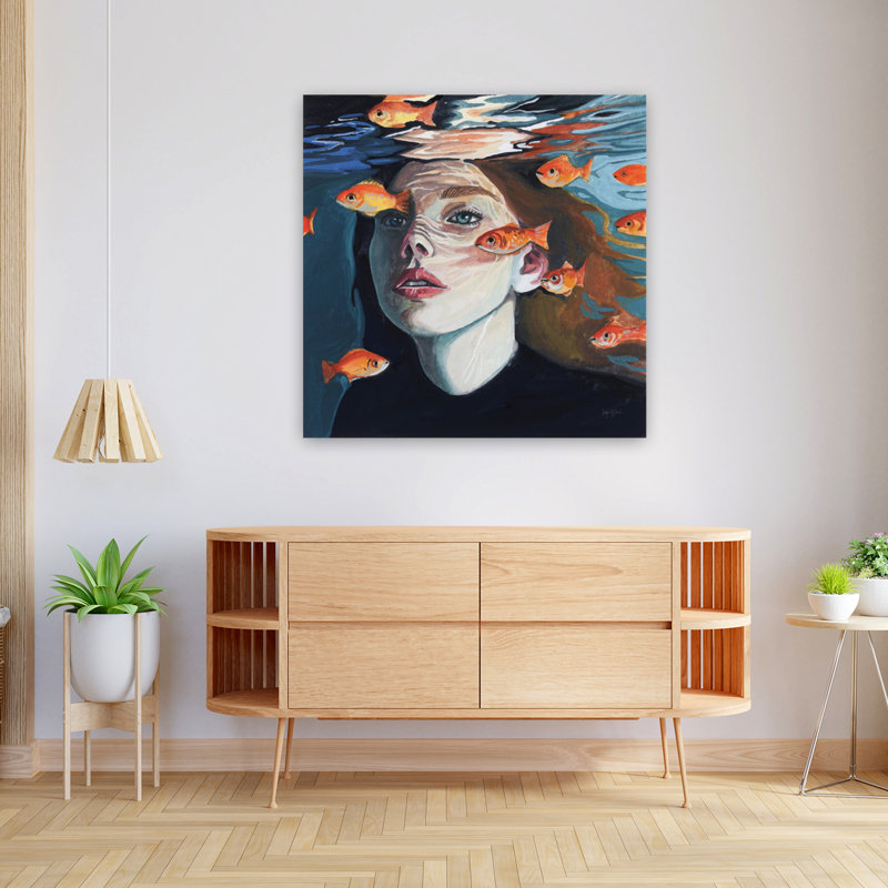 Swimming With The Fishies Contemporary Art, 36" H x 36" W