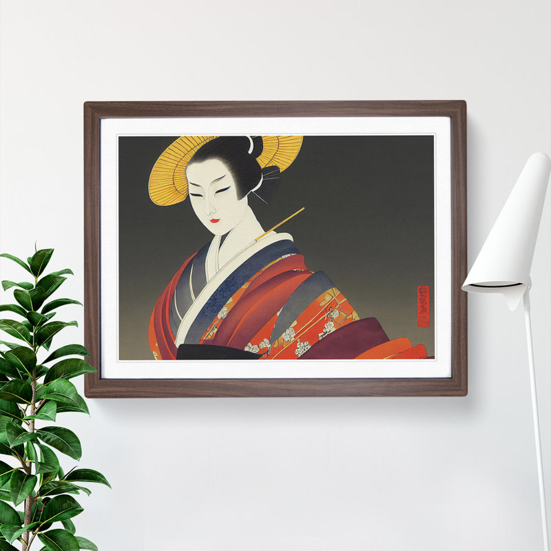 Desirable Geisha - Single Picture Frame Print, 25cm H x 34cm W, Walnut