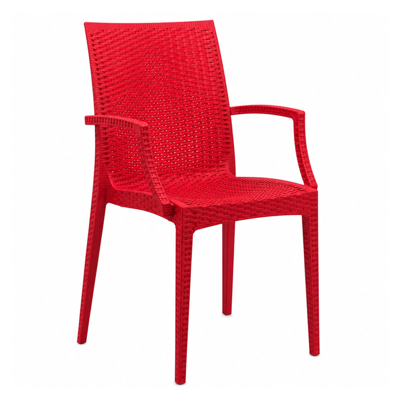 Fauteuil de patio empilable sans assemblage Mace - Chaise de salle à manger moderne en tissu toutes saisons imperméable et robuste