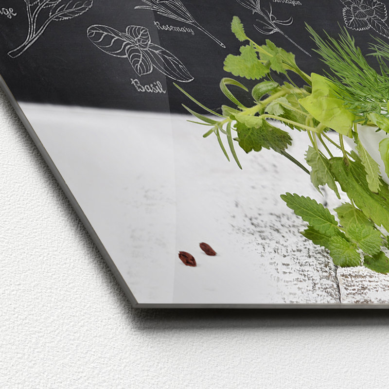 Kräutermix - No Frame Print on Glass, 50 cm H x 125 cm W x 1.4cm D