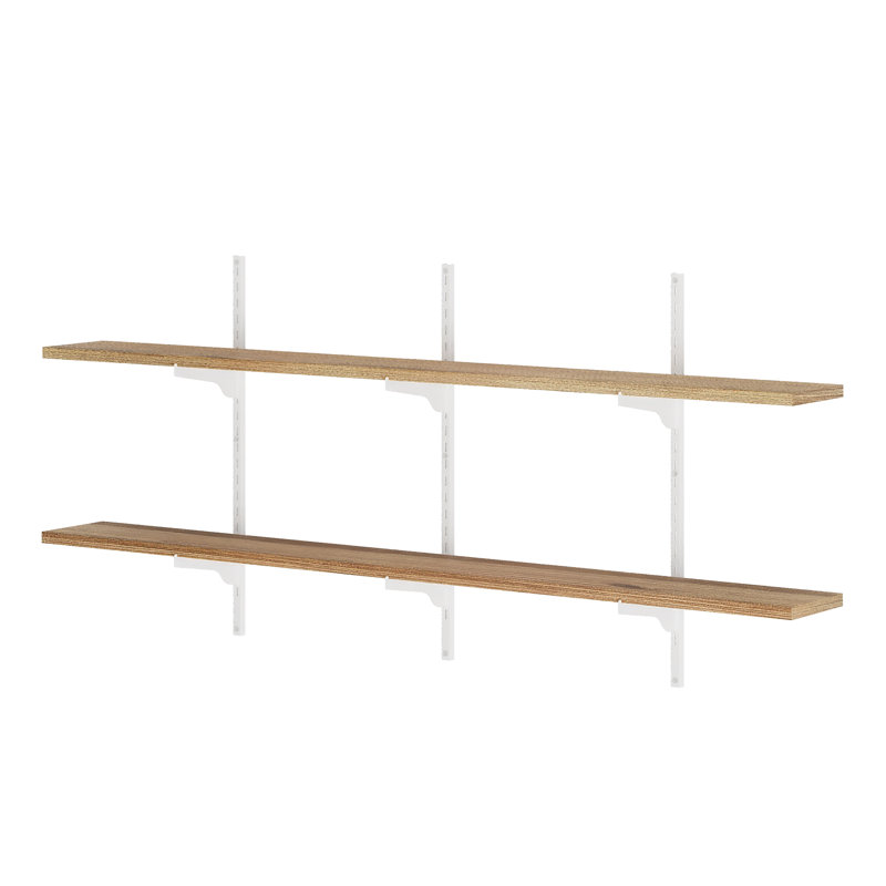 54" Long Floating Bookshelf With Adjustable Brackets, Hanging Shelving Unit For Wall, Wooden Shelf For Living Room & Office Supplies, Wall Mounted Shelf, Farmhouse And Rustic Decor, 2 Tier, Burnt