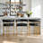 Mair Set of 3 Luxurious 25" Faux Leather Solid back Gold Tripod Base Counter Stool