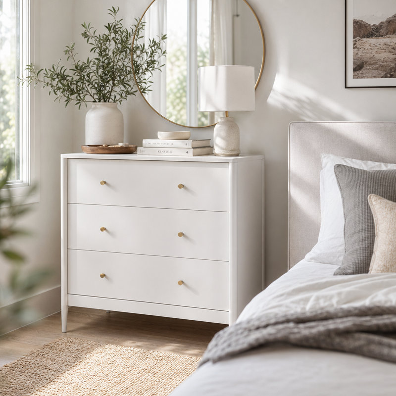 Commode 3 tiroirs Meuble de rangement compact convenant à la chambre à coucher, salon, entrée, petit espace, construction durable, tiroirs coulissants lisses, multi-scène, idéale pour le rangement