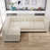 Chenille Modular Sectional, L-Shaped Contemporary Sleeper Bed with Solid Wood Base