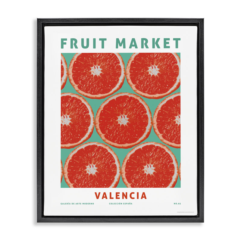 «Fruit Market», pamplemousse, encadrée par Floater, Cadre flottant noir de jais, H 21 po x l 17 po