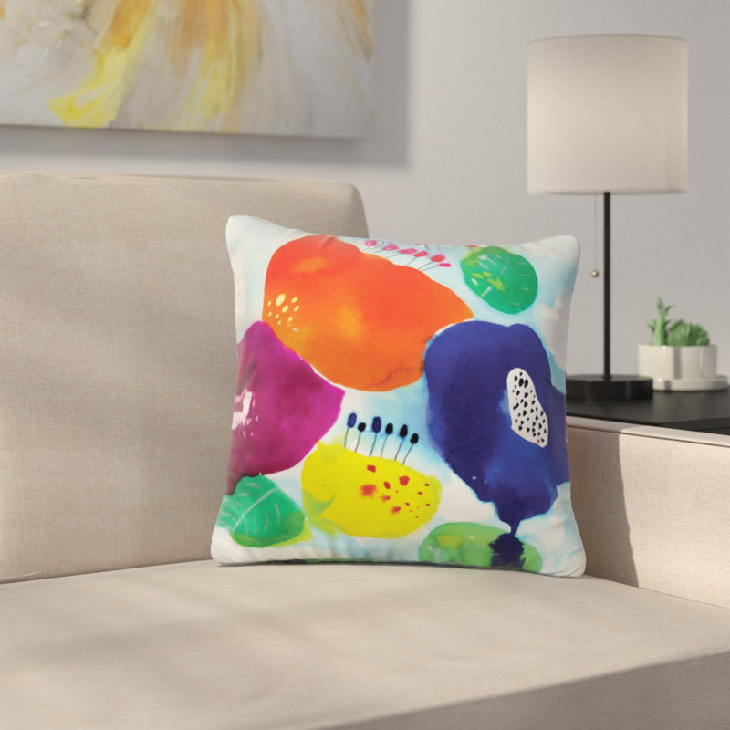 Floral Square Pillow Cover & Insert, Medium