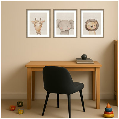 «Baby Animal Portrait», ensemble de 3 reproductions d'art encadrées par The Creative Bunch Studio