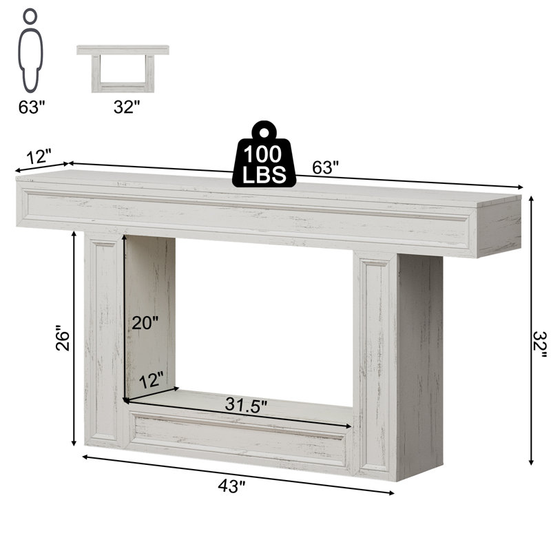63"W Console Tables,Wood Entryway Tables,Narrow Sofa Tables for Living Room,Foyer, White