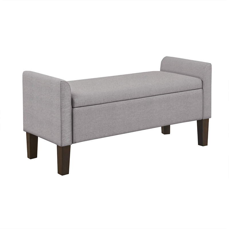 Blaire Gray Upholstered Flip-Top Storage Bench