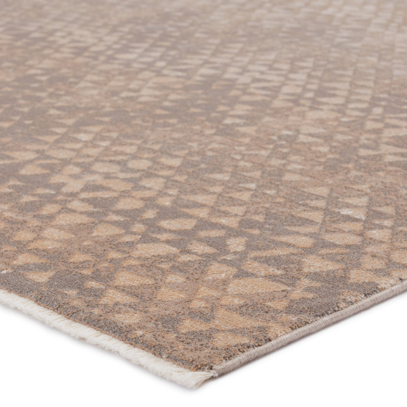 Tapis taupe / gris géométrique Land Sea Sky par Kevin O'Brien (9 pi 6 po x 12 pi 6 po), Rectangle 9 pi 6 po x 12 pi 6 po