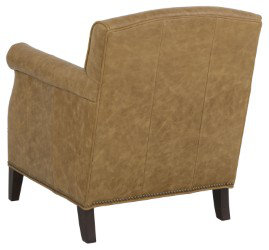 Dresden Club Chair, 1181 Pearl Genuine Leather, Espresso, Aged Bronze
