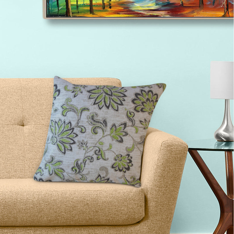 Coussin Farica, 18 po x 18 po, Coussin décoratif, Vert / gris / bleu