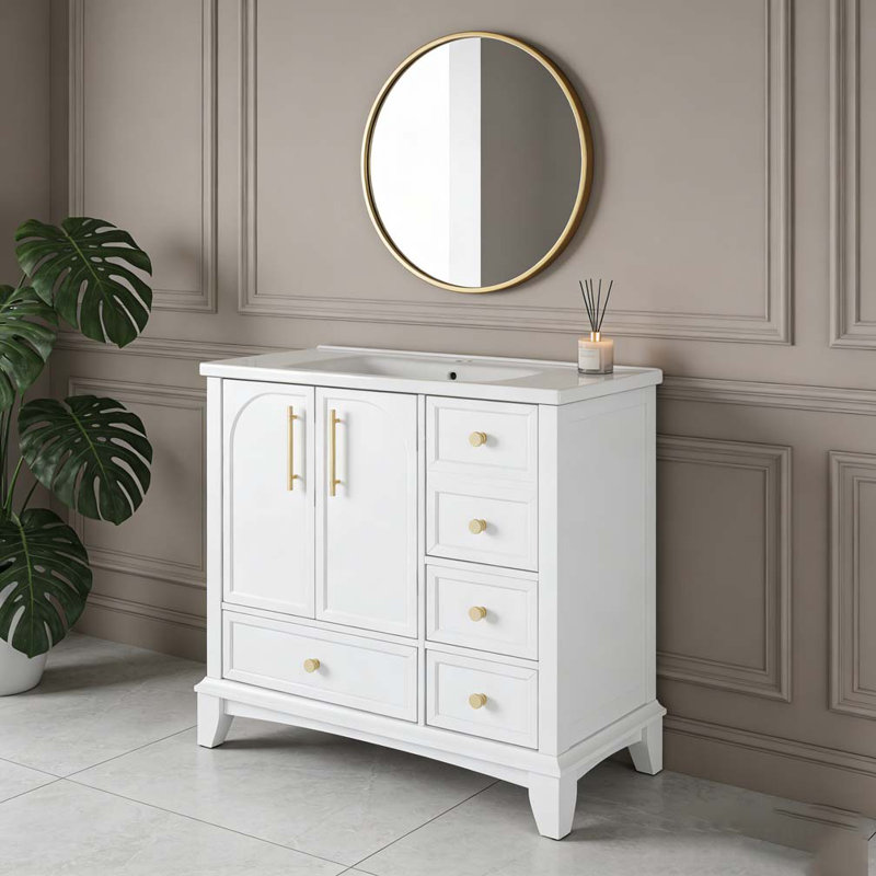 Meuble-lavabo moderne 36 po, Blanc