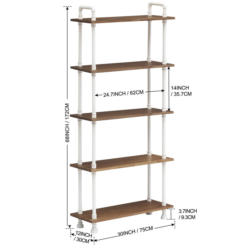 68" H x 30" W x 12" D Bookshelf, Storage Shelf Plant Shelf Vintage Shelves,Heavy Duty Display Shelf