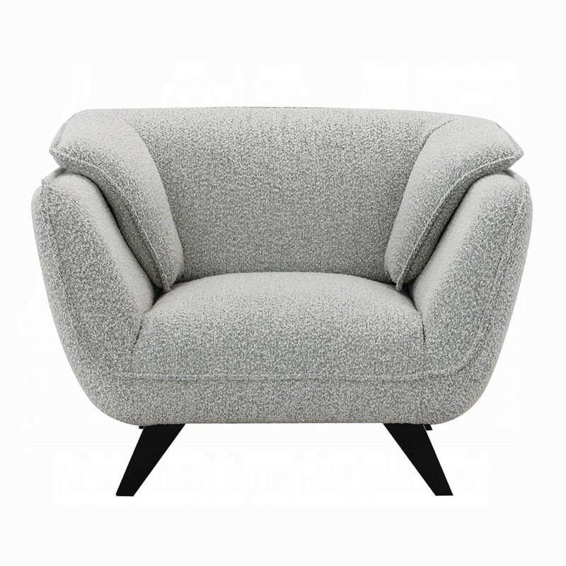Fauteuil d'appoint Naeli, dossier arrondi gris clair, bois de pin massif