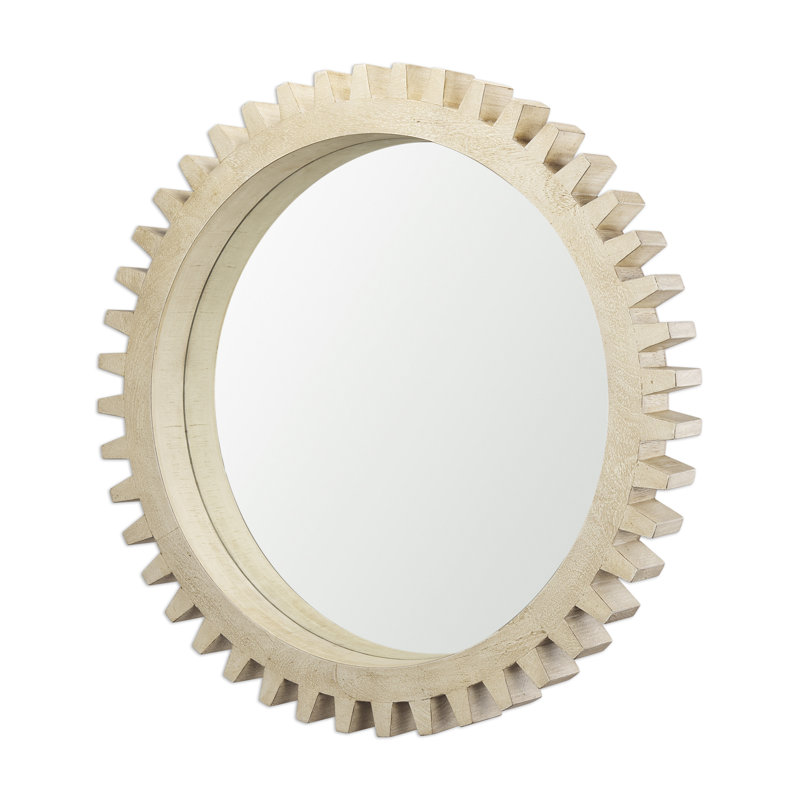 Miroir d'appoint Kazmira Cog, 35 po x 35 po, Beige