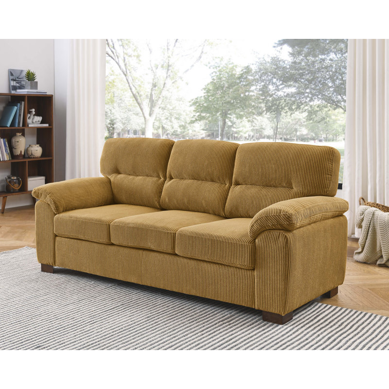 Aziyah 81'' Corduroy Sofa, Yellow Corduroy