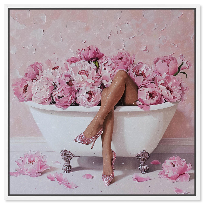 «Bathaign Flower Bomb Canvas Glam Art» par , Cadre flottant blanc, H 31 po x l 31 po