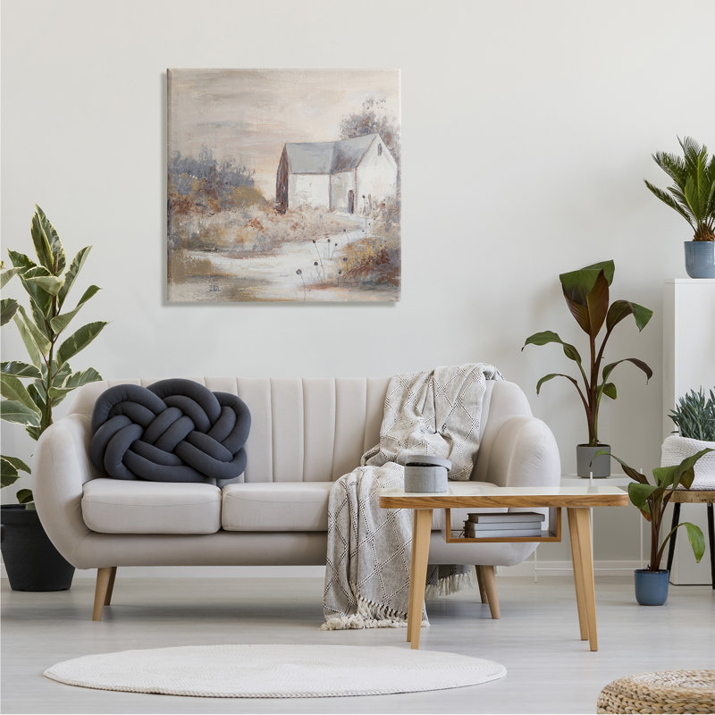 Maison de campagne avec de hautes herbes traditionnelles - Peinture, H 30 po x l 30 po x P 1,5 po, Toile tendue
