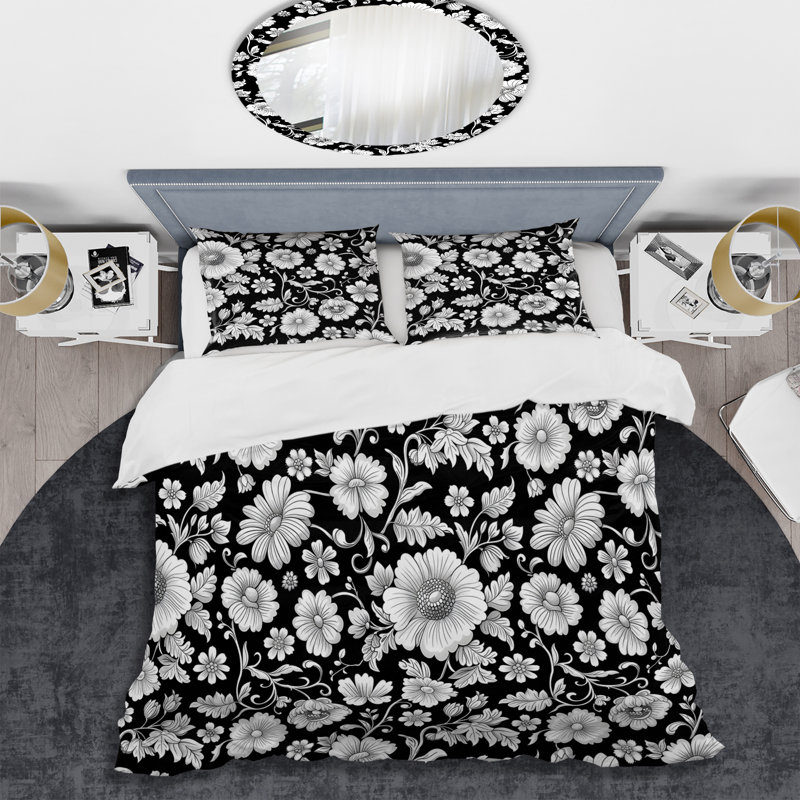 Ensemble de housse de couette transitionnel noir et blanc, Housse de couette très grand et 2 très grandes t