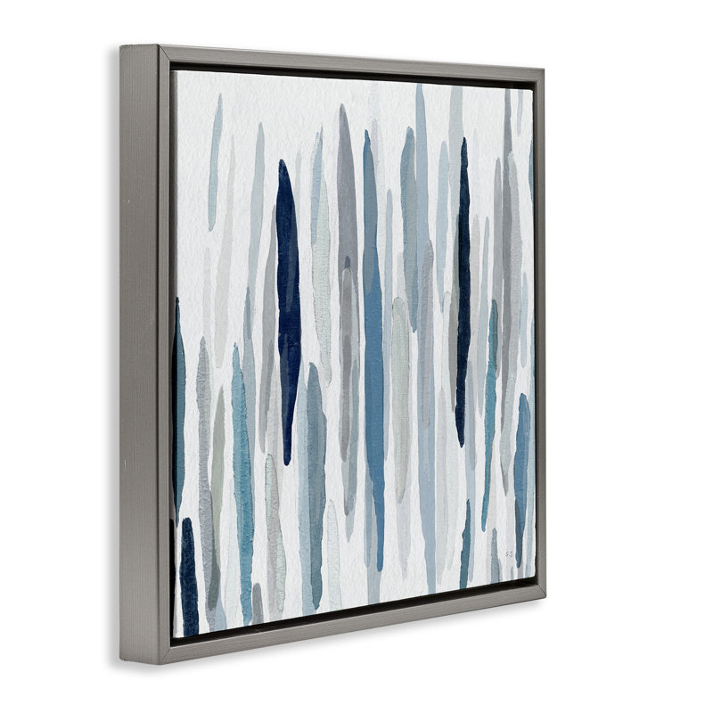 Motifs de pluie abstraits, Cadre flottant gris lustré, H 18 po x l 18 po