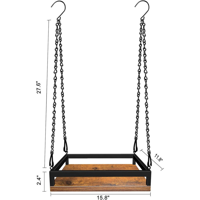 Plant Hanger Indoor, 16" Wooden Hanging Plant Holder With Metal ...