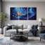 «Glowing Lava Cavern with Azure Energy Streams», ensemble de 3 toiles murales-1343131402