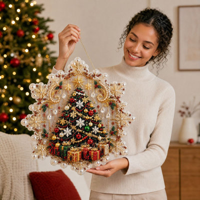 Décorations de Noël, ensembles de suspension à losanges, ensemble de perles de Noël, ensemble d'accrochage en acrylique Suncatcher, décoration pour fenêtre et arbre