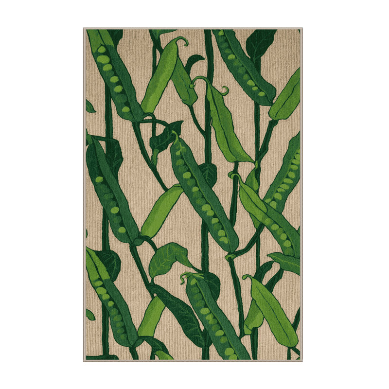  Tapis lavable à pois pousses de légumes, Rectangle 7 pi x 9 pi