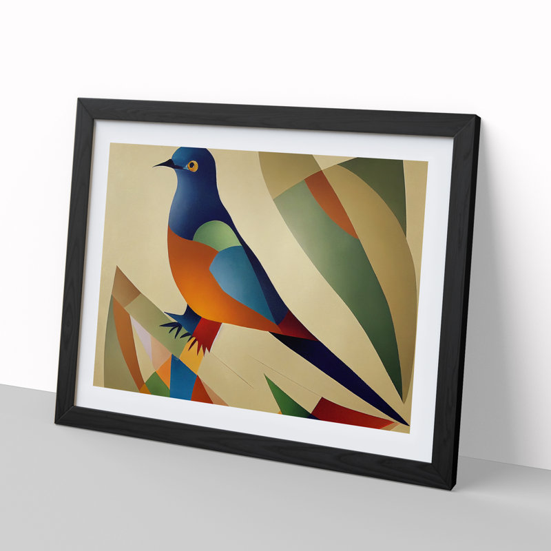 Dove Bird In Abstract Vol.1 - Single Picture Frame Print, Black, 46cm H x 64cm W