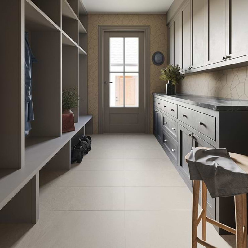 Era 12x24 Matte Limestone Look Porcelain Tile, Linen White