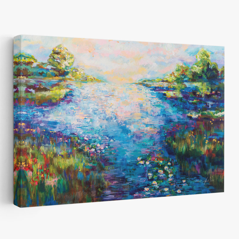 Art de Monet bleu et brun, H 16 po x l 24 po