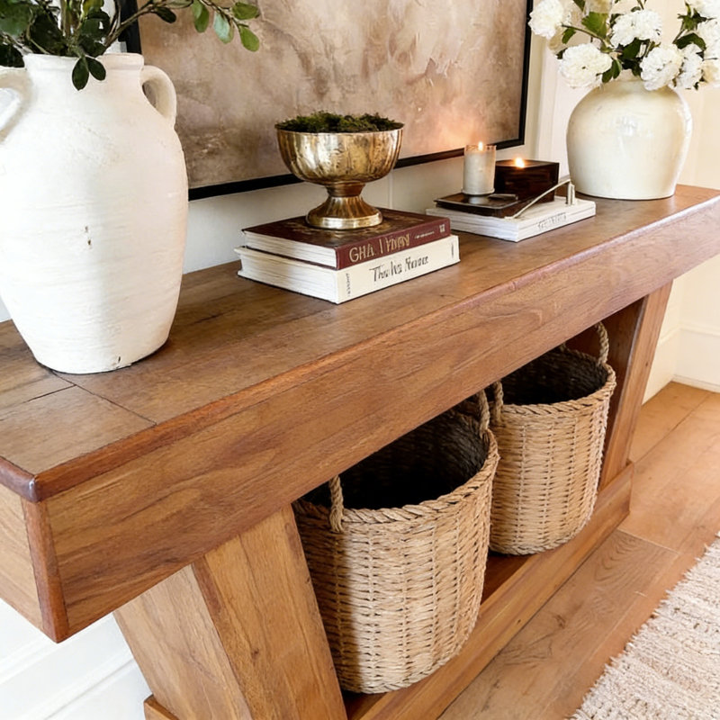 Console rétro Mid-Century, H 31,5 po x l 63 po x P 11,8 po