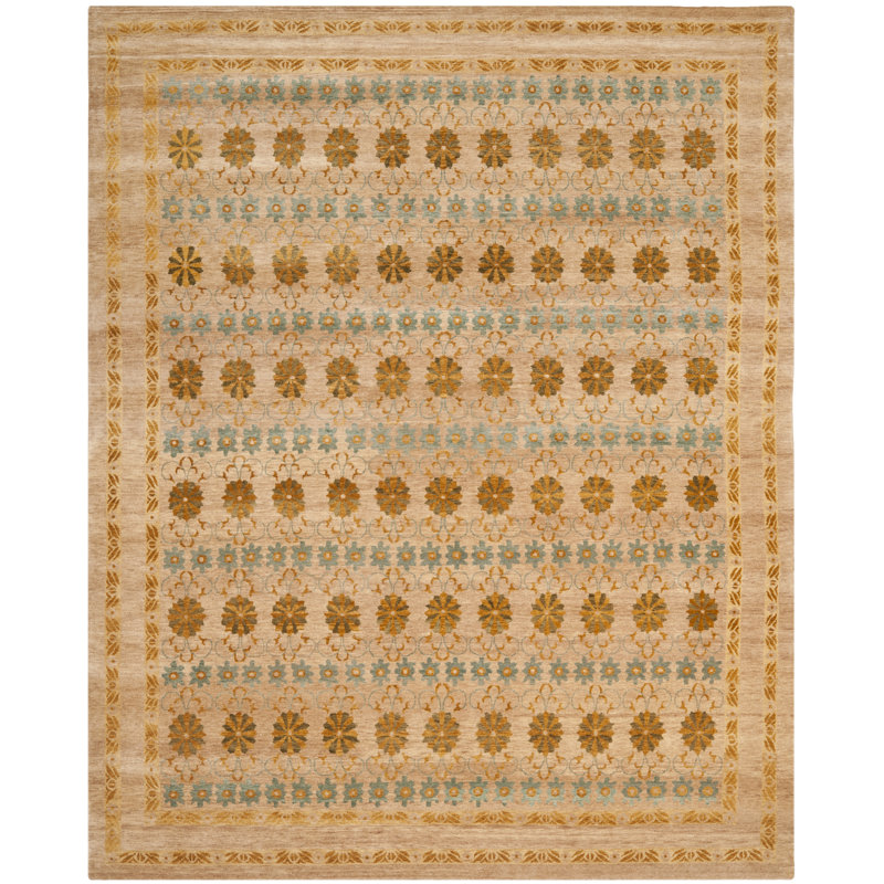 Larache Hand Knotted Wool Pile Oriental Rug, Rectangle 9' x 12'