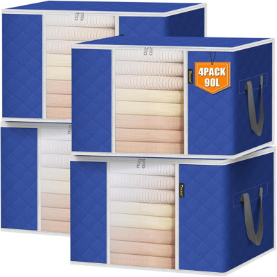 4 Pack Clothes Storage Bags, 24 Gallon Storage Containers With Reinforced Handle Sturdy Zipper, Closet Storage For Blanket Comforter Pillow Bedding