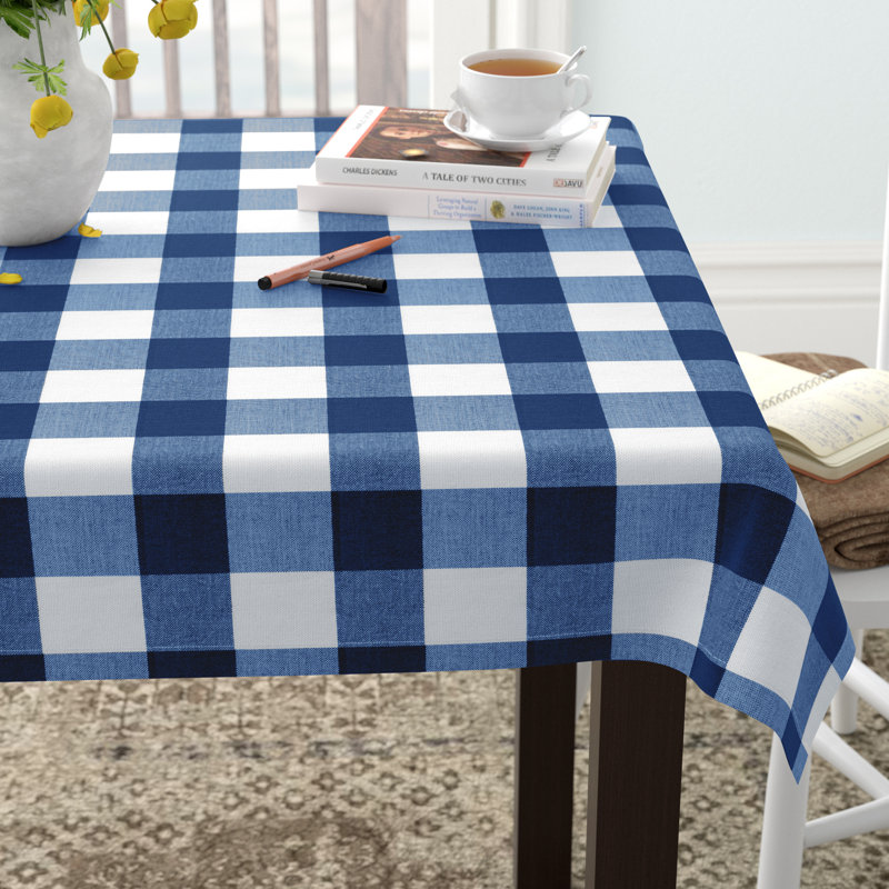 Wolsingham Gingham 100% Cotton Square Tablecloth, 104" L x 60" W, Navy