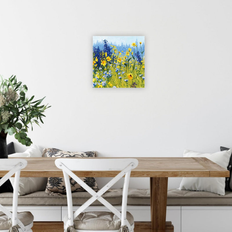 «Green and Yellow Flower Fields», impression sur toile de qualité supérieure, art mural moderne 24 x 24 po