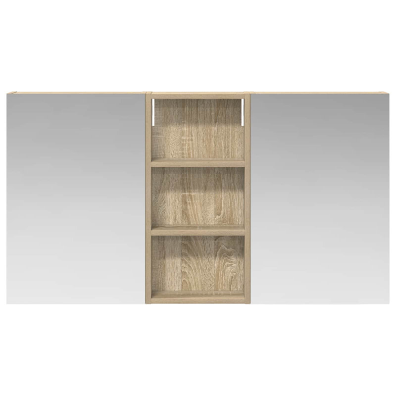 W H Wall Mounted Required Medicine Cabinet Mirror 6, 60.5cmH x 110cmW x 10.5cmD, Natural