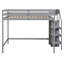 Lit mezzanine pratique pleine grandeur avec garde-robe de rangement intégré et escalier pratique, gris-592337916