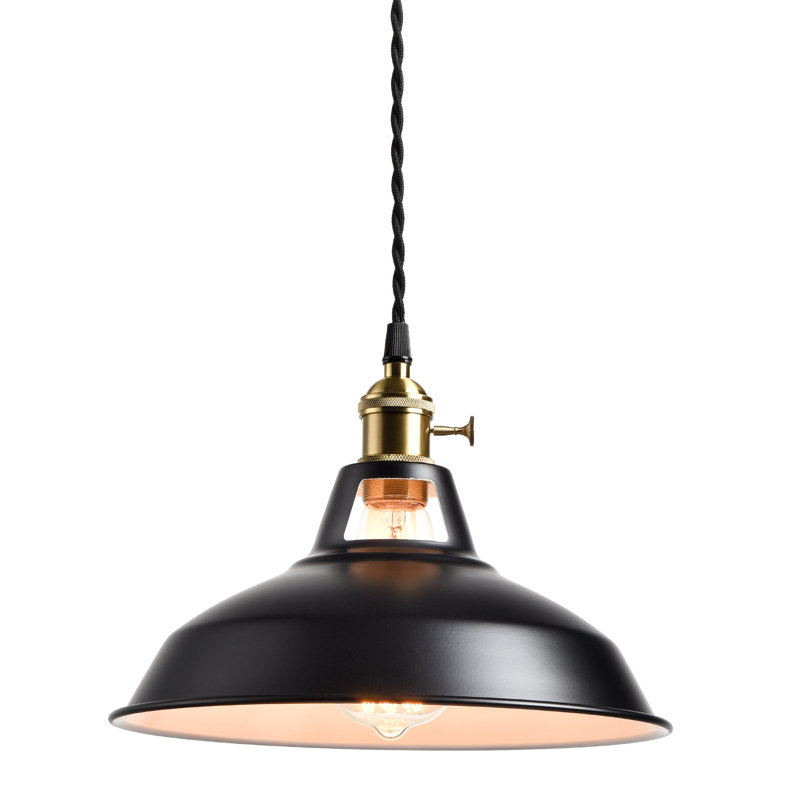 Luminaire suspendu moderne avec abat-jour de grange, Noir