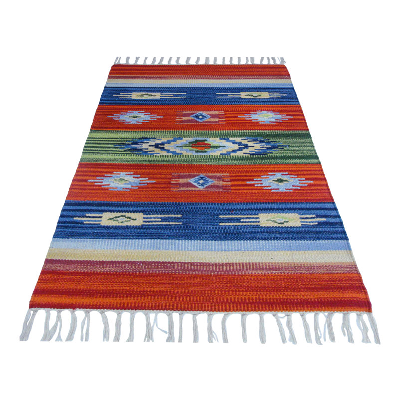 Southwestern Cotton Hand Woven Area Rug, Rectangle 60 x 90cm