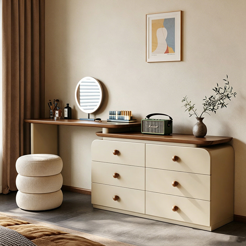 Commode 86,61 po de style rétro minimaliste avec coiffeuse et miroir