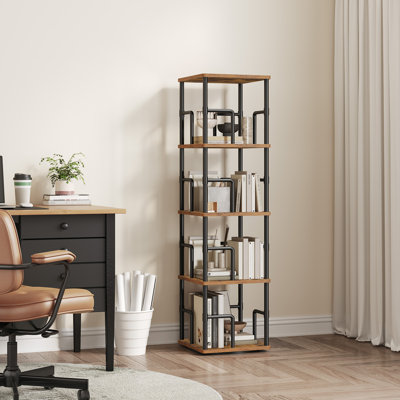 Rotating Bookshelf Freestanding Corner Bookshelf 360° Spinning Bookcase by 17 Stories