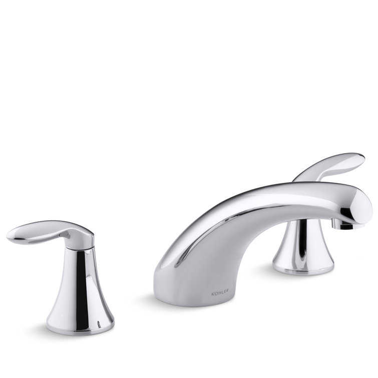 Coralais Deck-Mount Bath Faucet Trim with 8" Spout and Lever Handles, Valve Not Included