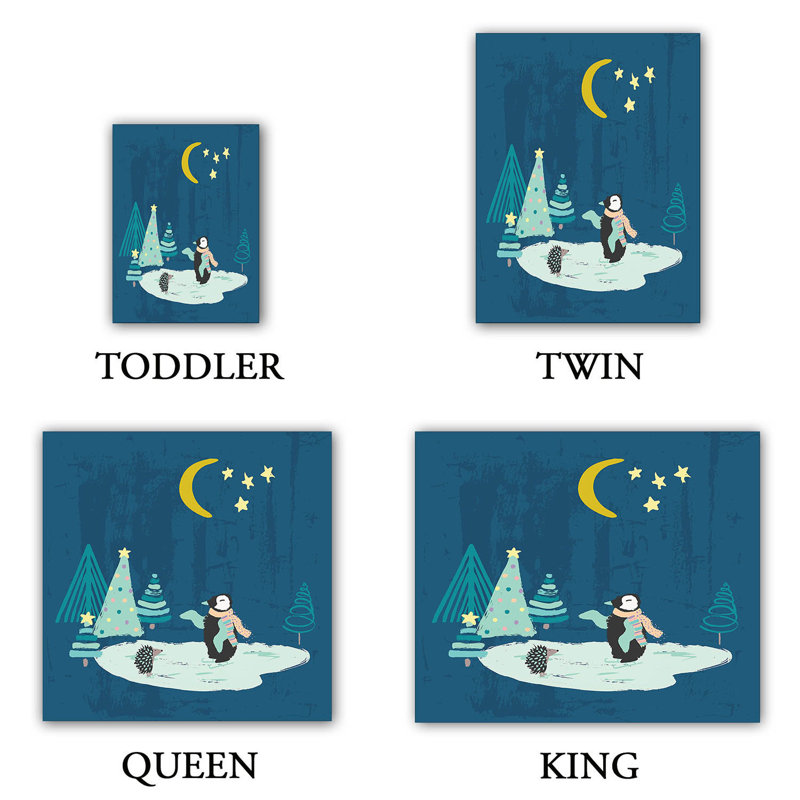 Ensemble de housse de couette christmas pingouin, 1 housse simple + 1 taie standard