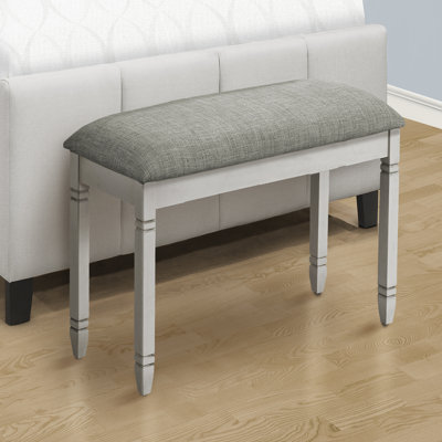 Bench, 41" Rectangular, Kitchen, Dining Room, Entryway, Bedroom, Upholstered, Wood, Solid Wood, Linen-look Fabric